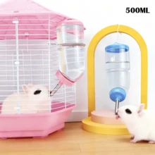 1pc Hamster Automatic Water Dispenser Large Belly 60/500ml Ball Spring Rabbit Automatic Water Feeder Small Pet Hanging Leak-Proof Water Bottle Random Color - A - View 3