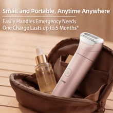 PHILIPS BRL128/80 Portable Electric Epilator, Compact Hair Remover, Dry And Wet Use, Suitable For Whole Body, Includes USB-A Charging Cable + Trimming Comb - Pink - View 4