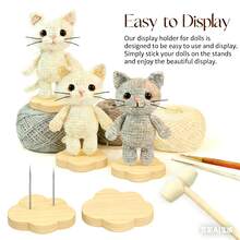 Wooden Doll Base Crochet Display Stand - Combinable Display Stand - Decorative Crochet Doll Support - Fixing And Displaying Of Doll Figurines - Suitable For Home Decoration And Interior Arrangement - School Teaching Material Preparation - Clouds - View 2