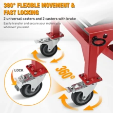 Nilight Motorcycle Lift Table Jack 300 LBS Heavy Duty Hydraulic Motorcycle Scissor Jack Lifts Table Foot Pedal With 4 Caster Wheels Wide Deck For Motorbike Dirt Bike ATV Garage Repair Tool, Red, Heavy Duty Motorcycle Hoist Stand For Garage Workshop ATV Maintenance - Red - View 4
