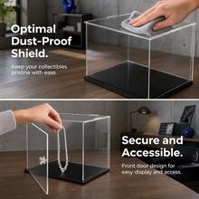 Acrylic Display Case With Openable Door Design, Black Bottom Transparent Box Simple Assembly Type, Suitable For Building Blocks, Collections, Cosmetics Desktop Organization, Dust-Proof And Water-Resistant, Enhances Visibility Home Decor Back To School Room Decor School Supplies - Black Bottom - View 3