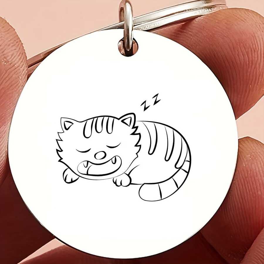 Essential Pet Accessories For Self-Driving Trips, Stainless Steel Decorative Pendant Combined With Dog ID Tag, Attaches To Pet Collar, Clearly Displays Contact Information, Compact And Portable, Effectively Prevents Pets From Getting Lost During Travel - Multicolor - View 1