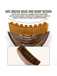 Personalized Custom Massage Brush, Manual Facial Massage Brush, Customizable Name/Logo/Text, Natural Makeup Brush, Soft And Durable Bristles, Ergonomic Design Facial Cleansing Brush, Perfect Gift For Her - Brown - View 4