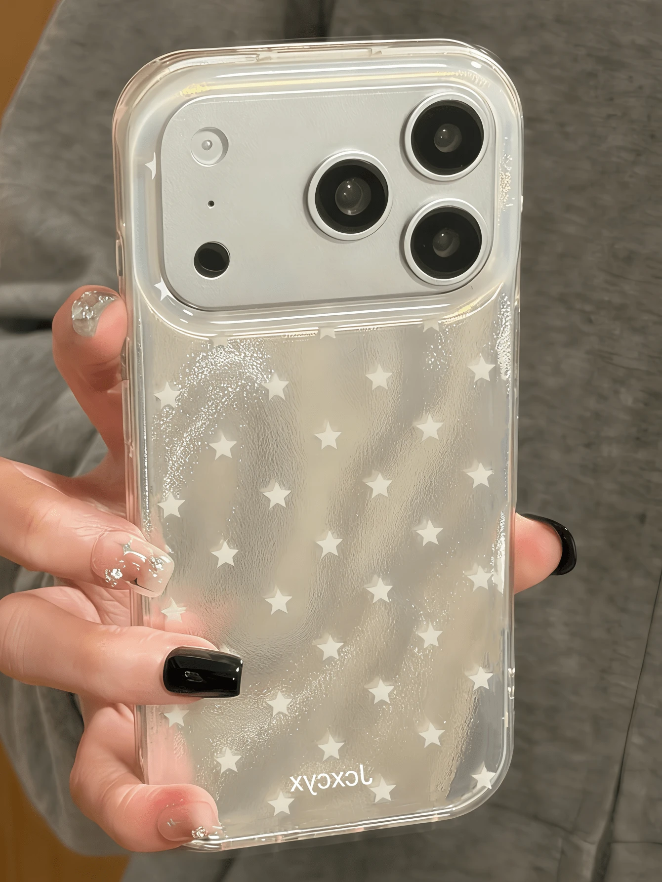 Fashionable Minimalist Cute Star Pattern Phone Case Compatible With IPhone 17Pro Max, 17Pro, 17, 17Air, 16Pro Max, 16Pro, 16, 15Pro Max, 15Pro, 15, 15Pro Max, 14, 13, 12, 11 And Other Models, Shockproof Protective Cover - Silver - View 1