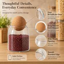 12 Piece 500ml/17oz Glass Seasoning Jar Set, Stylish Sealed Kitchen Jar Set, With Natural Cork Lid - Glass Storage Jar, Suitable For Coffee, Tea, Food, Nuts, Candies, Spices - Reusable, Round Glass Container, Perfect For Use In Kitchens And Restaurants. - 12pcs Storage Jar - View 10