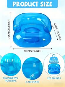 5/2/1pc Transparent Squishy Portable Inflatable Sofa, Durable PVC Quick Inflation Air Couch, No Pump Required Leakproof Waterproof, Foldable Lightweight For Camping Picnic Beach Travel, Multi Season Unisex Lounge Gear - Multicolor - View 5