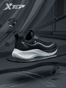 XTEP Cloud Wing ET | Tênis Oficiais Genuínos de Cano Baixo XTEP para Mulheres, Tênis Esportivos Confortáveis, Tênis Casuais, Tênis para Corrida com Amortecimento, Preto - Preto - Visão 2