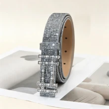 APLCSEY 1pc European And American Fashion Personalized Versatile Sequin Denim Belt With Versatile Design Sense For Women - Sequins - View 2