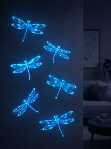 6/18/36pcs Glow-In-The-Dark Dragonfly Decorative Stickers, Fluorescent Dot Decorative Wall Decals For Children's Room Bedroom Background Wall Self-Adhesive Glowing Switch Stickers - YG-gPT103 - View 1