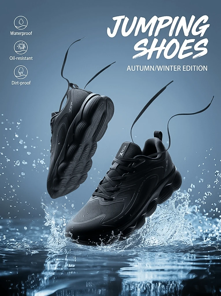 XTEP Bouncy Shoes | Men's Running Shoes New Arrival, Lightweight Sports Shoes, Retro Chunky Sneakers, Thick Sole, Versatile Outdoor Shoes, Black - Black - View 1