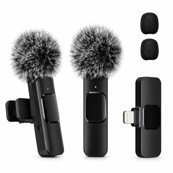 Updated Wireless Lavalier Microphone 2 Pack For IOS & Android, Mini Clip Mic With Noise Reduction For Recording, Live Stream & Vlog