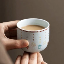 1pc 200ml Arabic Coffee Cup, Vintage Latte Cup, Creative Ramadan Host Cup, Home Lantern Star Moon Ceramic Tea Cup, Father's Day Gift, Mother's Day Gift, Gift For Friends, Eid Al-Fitr Gift For Colleagues, Eid Al-Adha Holiday Gift - Multicolor - View 4