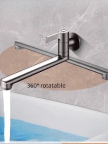 1 Stück Küchenarmatur Wandmontage Einhebel-Kaltwasserhahn G1/2 Zoll für Spüle, Edelstahl, drehbar, für Zuhause, Bar und Garten/Outdoor, modern, in Gun Gray oder Schwarz wählbar - Verschiedenfarbig - Übersicht 12