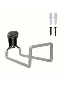 Soporte de pared para manguera de jardín de uso pesado para exteriores, carrete de manguera de metal, gancho colgante para manguera con 2 tornillos, adecuado para manguera de jardín, manguera extensible, extensión de manguera - Negro - Ver 9