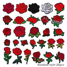 20pcs/Random Rose Embroidery Iron-On Patches, Suitable For DIY Clothing And Accessories - Hat Embroidery Iron-On Patches, Jeans, Jackets And More Unique Designs, Cute Cartoon Embroidery Stickers - Multicolor - View 3
