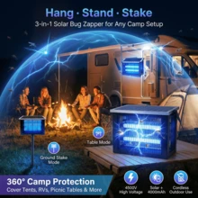 4500V Solar Mosquito Repellent Lamp, Powerful Bug Zapper With Auto Dusk-To-Dawn Light Sensor For Indoor Outdoor Use - Black - View 5