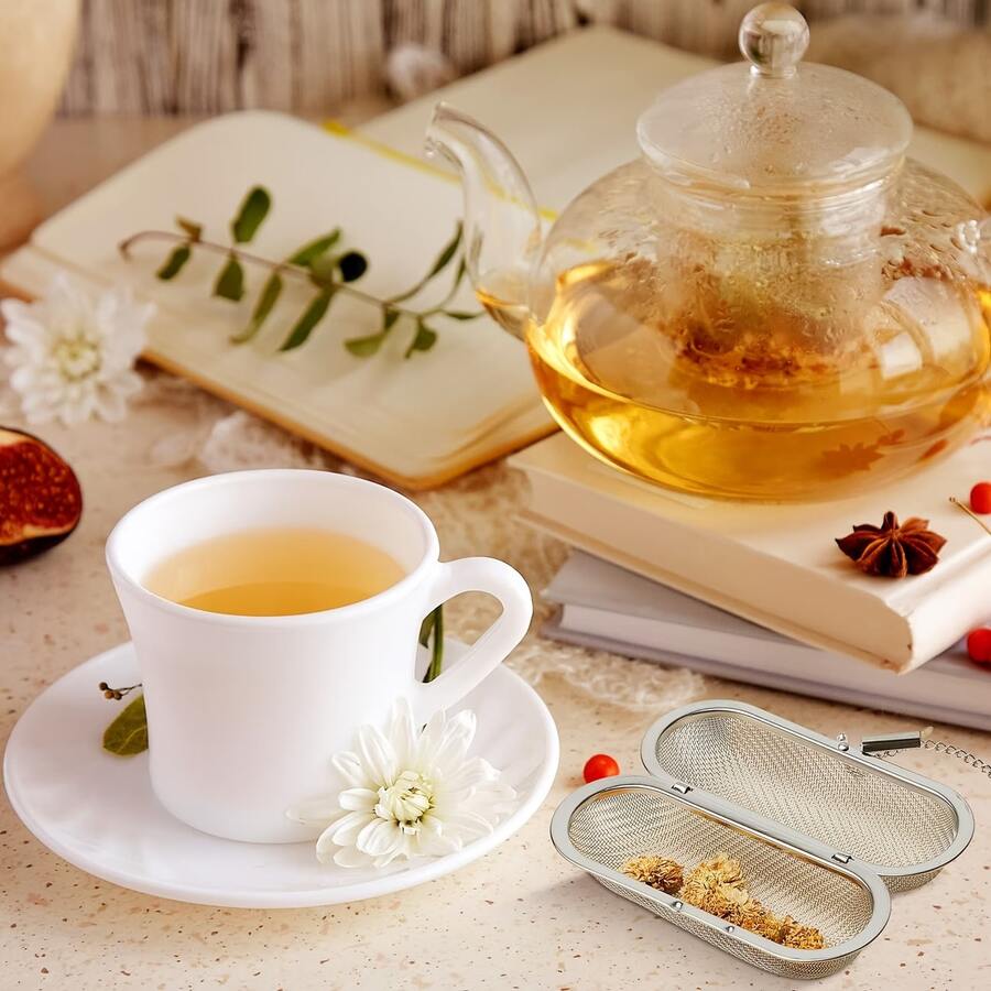 Stainless Steel Tea Leaf/Spice Strainer, Available In 2 Colors And 2 Shapes, Suitable For Home Tea Brewing, Filtering Outdoor Food Ingredients, Large Spice/Herb/Pickling/Stew Filtering - Multicolor - View 1