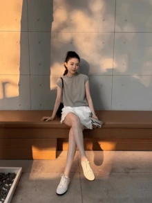 Y6Y 2026 夏季新款韓式風格慵懶時尚正肩圓領百搭休閒顯瘦短袖針織上衣女款 - 灰色 - 查看 1