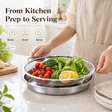 2pcs Reusable Stainless Steel Mesh Basket, Suitable For Frying, Grilling And As Kitchen Strainer. Durable And Easy To Clean, Great For Camping And BBQ - Multicolor - View 2
