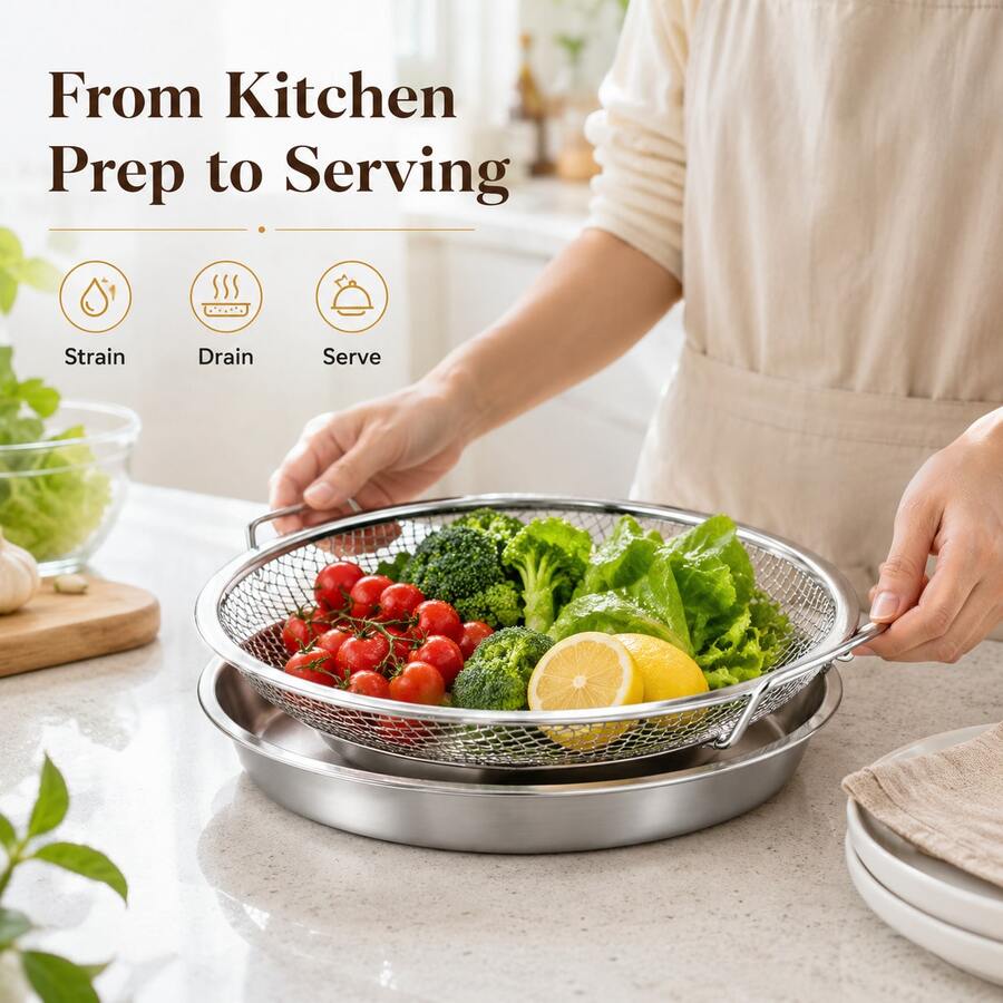2pcs Reusable Stainless Steel Mesh Basket, Suitable For Frying, Grilling And As Kitchen Strainer. Durable And Easy To Clean, Great For Camping And BBQ