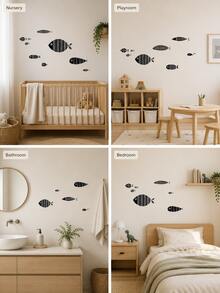 SUPSTICKER 1片裝 DIY 海洋魚類牆貼，可撕貼可移除 PVC 牆貼，適用兒童房、臥室、浴室，5款可選，12.8x18.6英吋 - 彩色 - 查看 4
