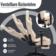 Office Chair, Gaming Chair, Breathable Office Chair Made Of High-Quality Fabric, Soft Fur, Ergonomic Computer Chair, Adjustable And Swivel Office Chair With Footrest - Màu be - Xem 3