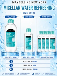Desmaquillante Multi-Efecto Maybelline (Tipo Refrescante), Muestra 95ml/Tamaño Completo 400ml, Limpieza Eficiente, Suave Calmante & Hidratante - Desmaquillante multiefecto Maybelline (tipo refrescante) - Ver 4