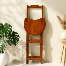 Stool Durable Portable Design Bamboo Folding Bar With Back Support Footrest, Ideal For Home, Kitchen, Patio Or Balcony Use - Walnut - View 4