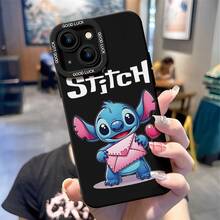 Disney Lilo & Stitch Stitch Phone Case - Sweet Stitch With Love Letter And Heart Balloon, Romantic Cartoon Design, Compatible With IPhone 17/16/15/14/13/12/11 Pro & Galaxy S25/S24/S23/S22, Ideal For Birthdays, Holidays, Graduation Gifts For Family, Friends, Classmates. - màu đen - Xem 2