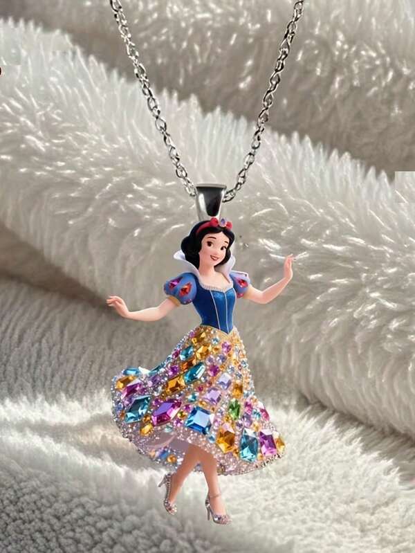 DOBBLE 1 pieza Collar tipo gargantilla con cadena y colgante de acrílico de princesa hermosa de dibujos animados linda para mujer