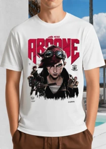White Unisex T-Shirt With Arcane Logo & Vi Main Image - LOL Zaunite Style - White - View 11