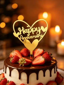 3件組 Happy Anniversary 壓克力蛋糕插牌，週年慶蛋糕裝飾用品，情人節蛋糕裝飾，結婚週年蛋糕裝飾，居家廚房必備，烘焙裝飾，烘焙用品，蛋糕用品 - styleF - 查看 5