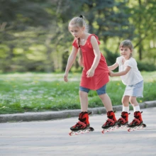 Verstellbare Rollschuhe für Damen und Herren – mit seitlichem Verstellmechanismus – Inlineskates – P-Anti-Verstauchung – Rollschuhe – Größe S (Größen 27–32) - Rot - Übersicht 9