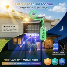 4500V Solar Mosquito Repellent Lamp, Powerful Bug Zapper With Auto Dusk-To-Dawn Light Sensor For Indoor Outdoor Use - Black - View 6
