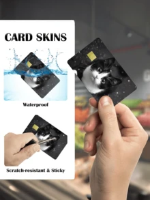 1pc Cute Cat Credit Card Sticker, Adorable Pet Party Birthday Gift, PVC Material Anti-Fingerprint Anti-Scratch Durable Skin, Suitable For Men, Women, Couples, Fits Small Chip Cards, Bank Cards, Credit Cards, Transportation Cards, Student ID Cards For DIY - Type a - View 8