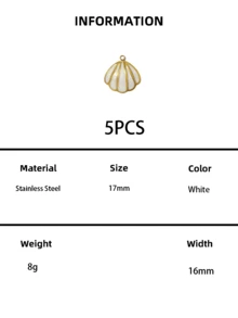 3 PIEZAS/5 PIEZAS Dijes de Concha Esmaltada Chapados en Oro, Colgantes de Playa de Verano en Forma de Vieira, Componentes de Joyería de Acero Inoxidable para Hacer Pulseras y Collares DIY - caparazón - Ver 11