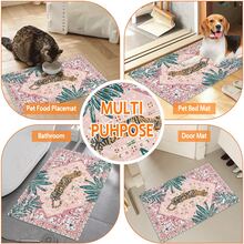 Pet Placemats Lying Tiger Design Pet Feeding Mat With Plant Patterns, Featuring A Non-Slip And Absorbent Surface - Easy To Clean, Made Of Diatom Mud, High-Quality Cat Feeding Mat, Pet Dining Mat, Dog Food Mat, Decorative Pet Door Mat  ﻿ - Multicolor - View 11