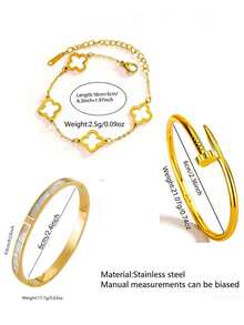 Set Perhiasan Wanita Motif Daun Semanggi Klasik dan Elegan 3 Buah, Cocok untuk Pemakaian Sehari-hari, Perhiasan Hadiah Berkualitas Tinggi - Yellow Gold - View 12