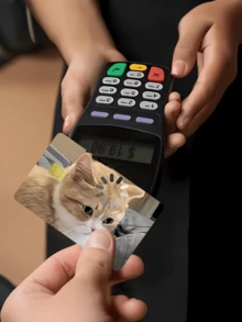 1pc Cute Cat Credit Card Sticker, PVC Material Anti-Fingerprint Durable Anti-Scratch Skin, Suitable For Men, Women, Couples, Small Chip Card, Bank Card, Credit Card, Transportation Card, Student ID Card DIY, Privacy Protection - Multicolor - View 5