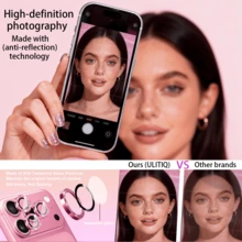 Lens Protector Compatible With IPhone, 6 Compatible With IPhone 17 Pro/17 Pro Max 16 16Plus 16pro 16Pfromax ,Lens Protector 16 Plus,Lens Protector 17,Lens Protector Film,Lens Protector Purple, High Definition Transparent Glass Protective Cover, Metal Flash Lens Cover, Easy To Install, Girlish Pink, Slight Color Difference, Mobile Phone Accessories [International Version, Non Local Version] - View 2