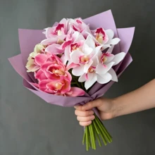 6pcs/Set New 6-Stem Long Stem Large Flower Orchid Artificial Flower Bouquet, High-End Home & Office Desktop Decor Faux Flowers - Multicolor - View 2