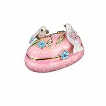 Double Magpie Pink Diamond-Set Jewelry Box, Oval Storage Case, Luxurious Decorative Item, Ring And Earring Organizer With Flip-Top Design-Light Luxury, Elegant, Perfect For Holiday Gifts - Pink - View 6