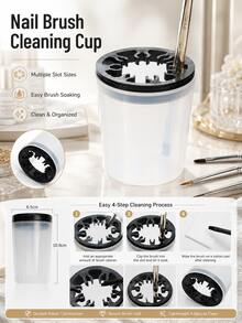 Nail Art Brush Cleaning Cup With Lid, Acrylic Gel Brush Cleaner Jar & Nail Tool Holder, Portable Nail Storage Organizer For Gel Painting Brushes, Nail Care Products, Nail Supplies, Nail Tools, Nail Art Cleaning & Organizing For Salon And Home Manicure Users - Multicolor - View 12