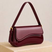 1 Piece Women's Half Moon Varnish Baguette Shoulder And Hand Bag Fashion New Arrival - Redwood - View 5