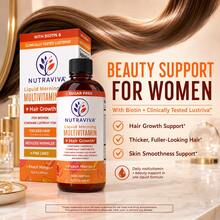 Liquid Morning Multivitamin + Hair Growth For Women 1 Bottles, Sugar-Free Peach Mango Liquid Vitamin With Biotin, Clinically Tested, Vitamins A C D E, Methyl B12, Zinc & Folate, Vegan Beauty Support, 15.22 Fl Oz - 1瓶 - 查看 4