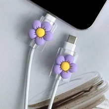 2 Transparent Flower Charger Protector Cases - Solid Purple - View 8