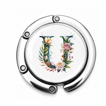 1pc Personalized Initial Letter Table Edge Bag Hook, Choose Your A-Z Letter, No Adhesive Portable Purse Hanger, Gravity Balance Desk Hook For Handbag, Backpack, Keys And Small Accessories - Alphabet - Spring - View 31