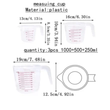 1pc/2pcs/3pcs/Plastic Measuring Cups (3pcs Set), 1/2/4 Cup Capacity, Stackable Liquid Measuring Cups With ML And Oz Markings, Suitable For Baking And Cooking (3pcs Red Line) - Transparent - View 15
