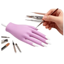 Mano de práctica para uñas acrílicas - Mano de silicona para práctica de uñas, puntas de uñas mejoradas que nunca se caen, mano de maniquí para práctica de uñas postizas, mano de maniquí flexible para práctica con 50 piezas de puntas de uñas. - Morado - Ver 4