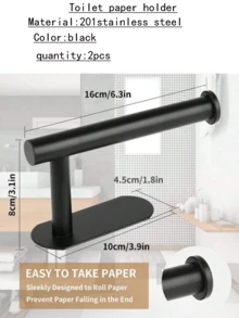 1 pieza/2 piezas/Portarrollos de papel higiénico de acero inoxidable, soporte de montaje en pared autoadhesivo, portarrollos de papel moderno para baño, accesorio de toallero para ducha - Multicolor - Ver 16